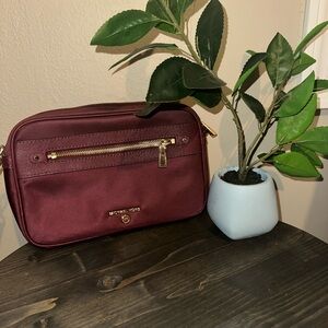 Michael Kors Wine Red Crossbody with Gold Accents